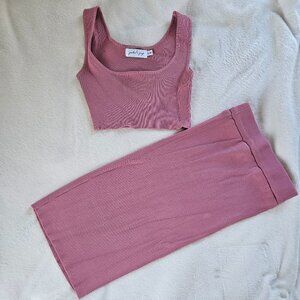 Ribbed Knit Lounge Set – Mauve Pink (Size S/M)